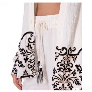 NWT White and Black Embroidered 3 Piece Women’s Jumpsuit Victoria Collection